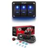 Nilight 3 Gang Aluminum Panel Toggle Dash 5 Pin On/Off Pre-Wired Rocker Switch Holder with 16 AWG LED Light Bar Wiring Harness Kit – 2 Leads 12V for Automotive Car Marine Boat, 2 Years Warranty