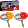 Nilight 34 LED Dual Face Watermelon Light 2PCS Amber and Red Clear Lens Auxiliary Side Marker Clearance Turn signal Brake Pedestal Lights IP68 Waterproof for Trailer Semi Trucks Pickup Camper RV(Amber Red)