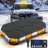 Nilight 42 LED Roof Top Strobe Lights Hazard Emergency Safety Warning Flashing Light Bar w/Control Panel Magnetic Mount 12V 24V Car Truck Tractor Snow Plow Construction Vehicles(Amber White)