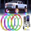 Nilight 4PCS 15.5inch Double Row LED Wheel Ring Lights RGB with APP and Remote Control Neon Lights w/Turn Signal and Braking Function Dual Row for Car Van SUV Truck(Dream Color-Double Row)
