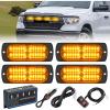 Nilight 4PCS 24LED Emergency Strobe lights 12V 24V Amber White Surface Mount Grille Hazard Safety Warning Lights Sync Feature Side Flashing Marker Flash for Car Truck Campers(Amber)