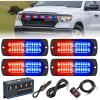 Nilight 4PCS 24LED Emergency Strobe lights 12V 24V Amber White Surface Mount Grille Hazard Safety Warning Lights Sync Feature Side Flashing Marker Flash for Car Truck Campers(Red Blue)