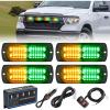 Nilight 4PCS 24LED Emergency Strobe lights 12V 24V Amber White Surface Mount Grille Hazard Safety Warning Lights Sync Feature Side Flashing Marker Flash for Car Truck Campers(Amber Green)