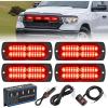 Nilight 4PCS 24LED Emergency Strobe lights 12V 24V Amber White Surface Mount Grille Hazard Safety Warning Lights Sync Feature Side Flashing Marker Flash for Car Truck Campers(Red)