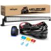 Nilight 52Inch Led Light Bar Spot Flood 2Pcs 18W 4Inch Spot LED Pods Windshield Frame Mounting Bracket on Wrangler JK 2007-2017 with Off Road Wiring Harness- 3 Leads(52Inch Lights +Wiring Harness)