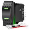 Nilight Momentary Rocker Switch (ON)-Off-(ON) Toggle Switches DPDT 7Pin 12V 24V on Off on LED Switch for Cars Trucks Caravans Boats Winch Pump with Jumper Wire(ON Off ON Green Switch)