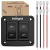 Nilight Momentary Rocker Switch (ON)-Off-(ON) Toggle Switches DPDT 7Pin 12V 24V on Off on LED Switch for Cars Trucks Caravans Boats Winch Pump with Jumper Wire(2 Gang On-Off Switch)