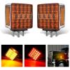 Nilight Round Double Face Fender Pedestal Light 2PCS 48LED Amber Red Brake Turn Marker Tail Lights w/Stud Mount for Mack Kenworth Freightliner Truck Trailer Towing(2Pcs Square Fender Light)