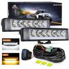 Nilight Side Shooter LED Pods with DRL 6.5 Inch 2089LM Spot Flood Combo Light Bar w/ 16AWG Wiring Kit for Fog Driving Auxiliary Lamp on Truck ATV UTV Jeep(6.5 Inch sideshooter light w/ amber DRL)