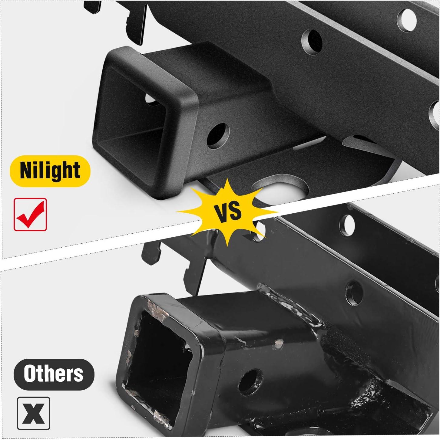 imageNilight 2 Inch Rear Trailer Hitch Receiver Class 3 Tow Towing Hitch ampamp Cover Kit for Dodge Ram 1500 2019 2020 2021 2022 2023 2024 with Hitch CoverJK 20072018 Tow Hitch Receiver