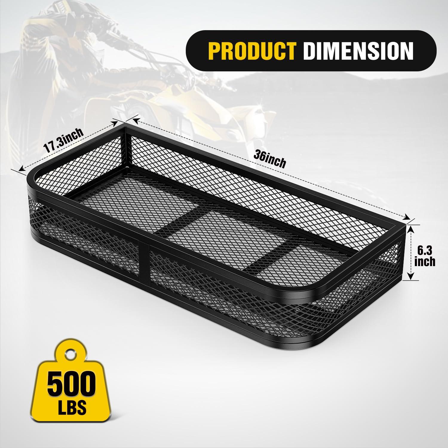 imageNilight ATV Front Cargo Basket 17quot W x 36quot L x 63quot H Racks and Baskets with Steel Mesh Frame Heavy Duty ATV Storage Cargo Box Attachments for Luggage Carrier