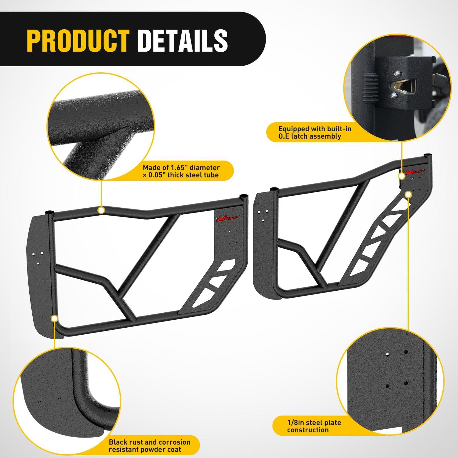 imageNilight Tube Doors Compatible with Ford Bronco 4Door 2021 2022 2023 2024 2025Off Road Front Rear Tubular Doors 4PCS