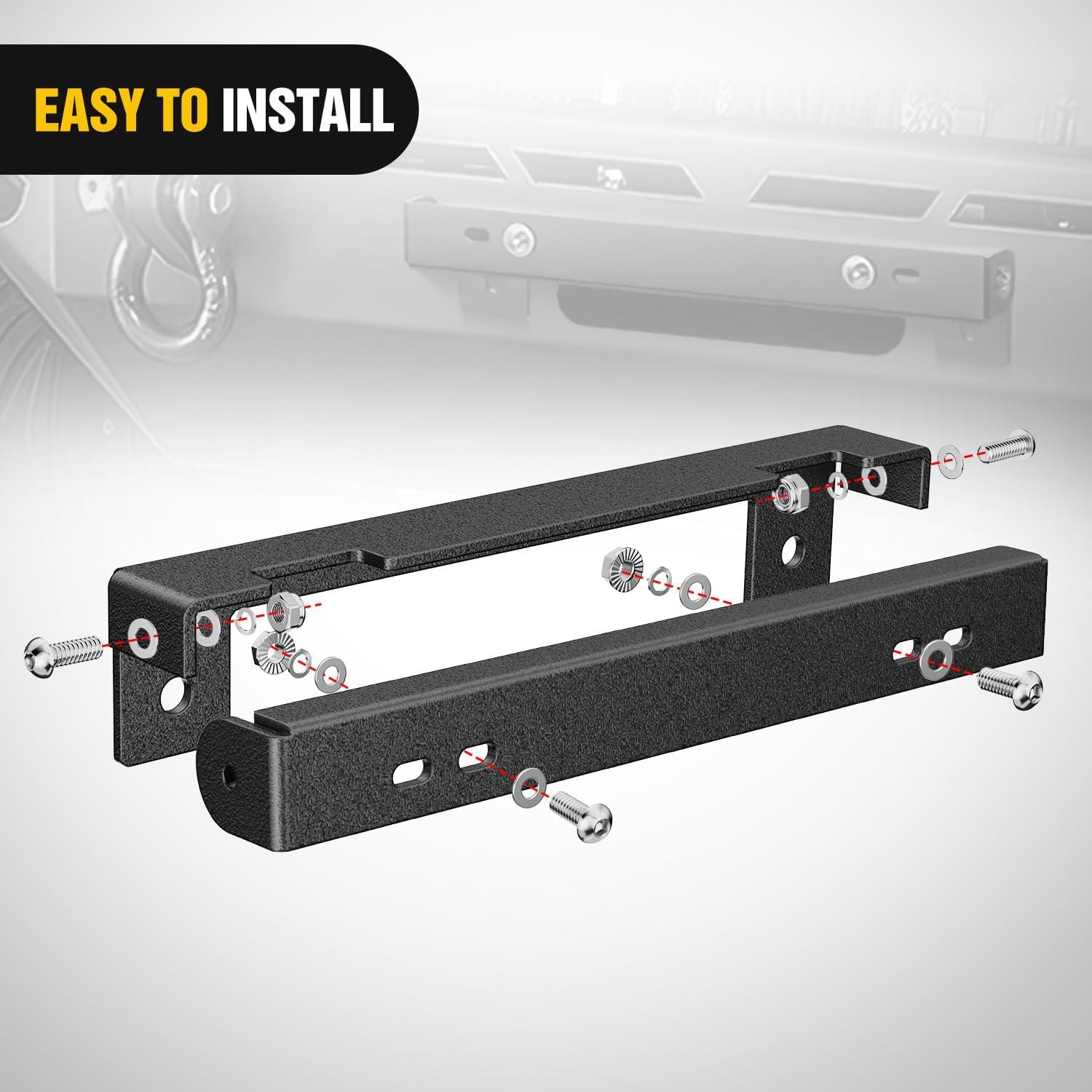 imageNilight Universal FlipUp Plate Frame for 10quot Hawse Fairlead Mount Front License Bracket Holder Relocation Bumper Winch Mount Roller Fit for Most Pickup Trucks OffRoad Cars SUVs