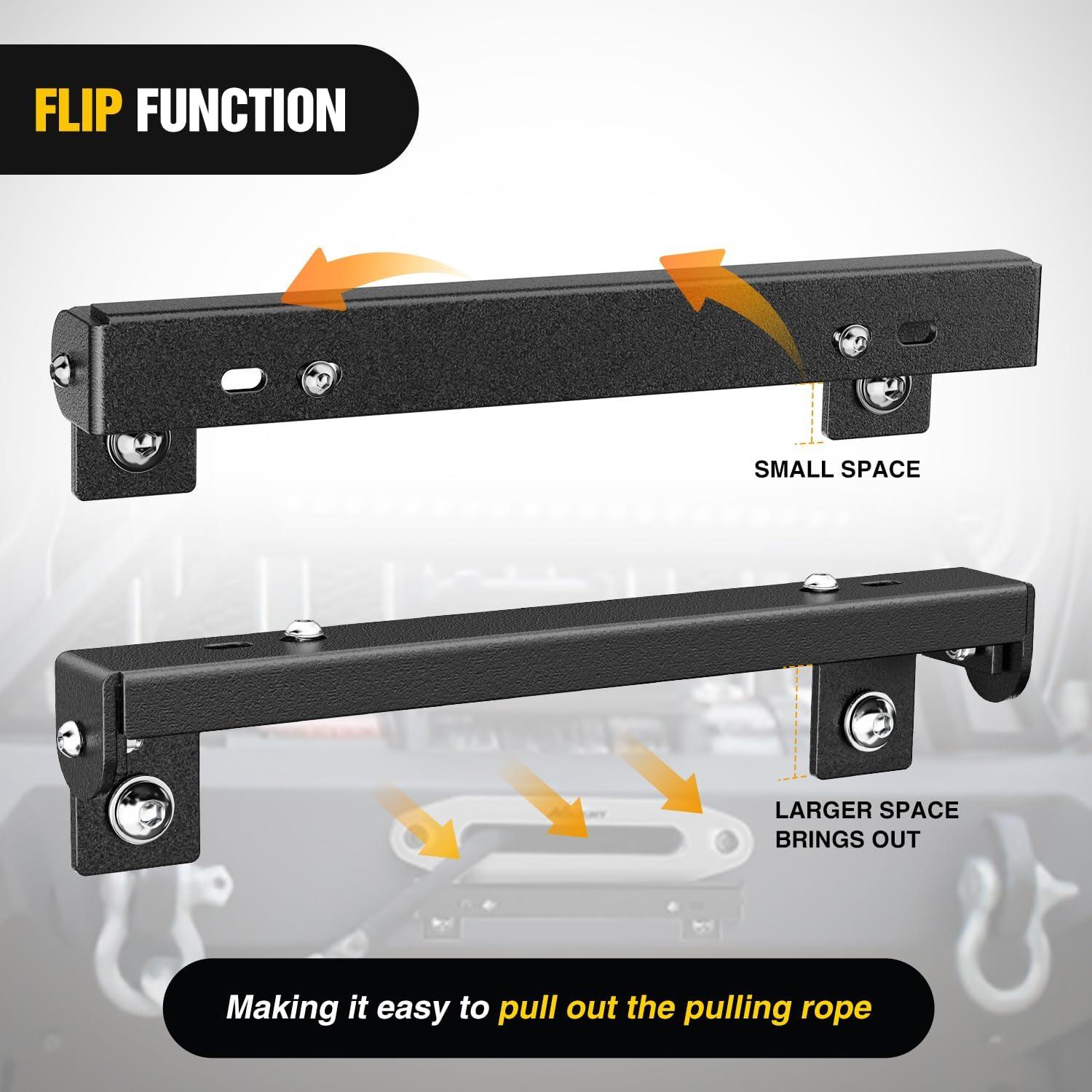 imageNilight Universal FlipUp Plate Frame for 10quot Hawse Fairlead Mount Front License Bracket Holder Relocation Bumper Winch Mount Roller Fit for Most Pickup Trucks OffRoad Cars SUVs