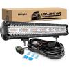 Nilight 20Inch Off-Road LED Light Bar, 420W 3 Lighting Modes (White/Amber/White&Amber) Driving Fog Light Spot Flood Lights with 16AWG Wiring Harness for Truck Car ATV SUV Jeep Boat(Amber White with 6 Modes)