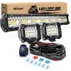 Nilight 20Inch Off-Road LED Light Bar, 420W 3 Lighting Modes (White/Amber/White&Amber) Driving Fog Light Spot Flood Lights with 16AWG Wiring Harness for Truck Car ATV SUV Jeep Boat(White with LED Pods)