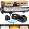 Nilight 20Inch Off-Road LED Light Bar, 420W 3 Lighting Modes (White/Amber/White&Amber) Driving Fog Light Spot Flood Lights with 16AWG Wiring Harness for Truck Car ATV SUV Jeep Boat(Amber White 3 Modes)