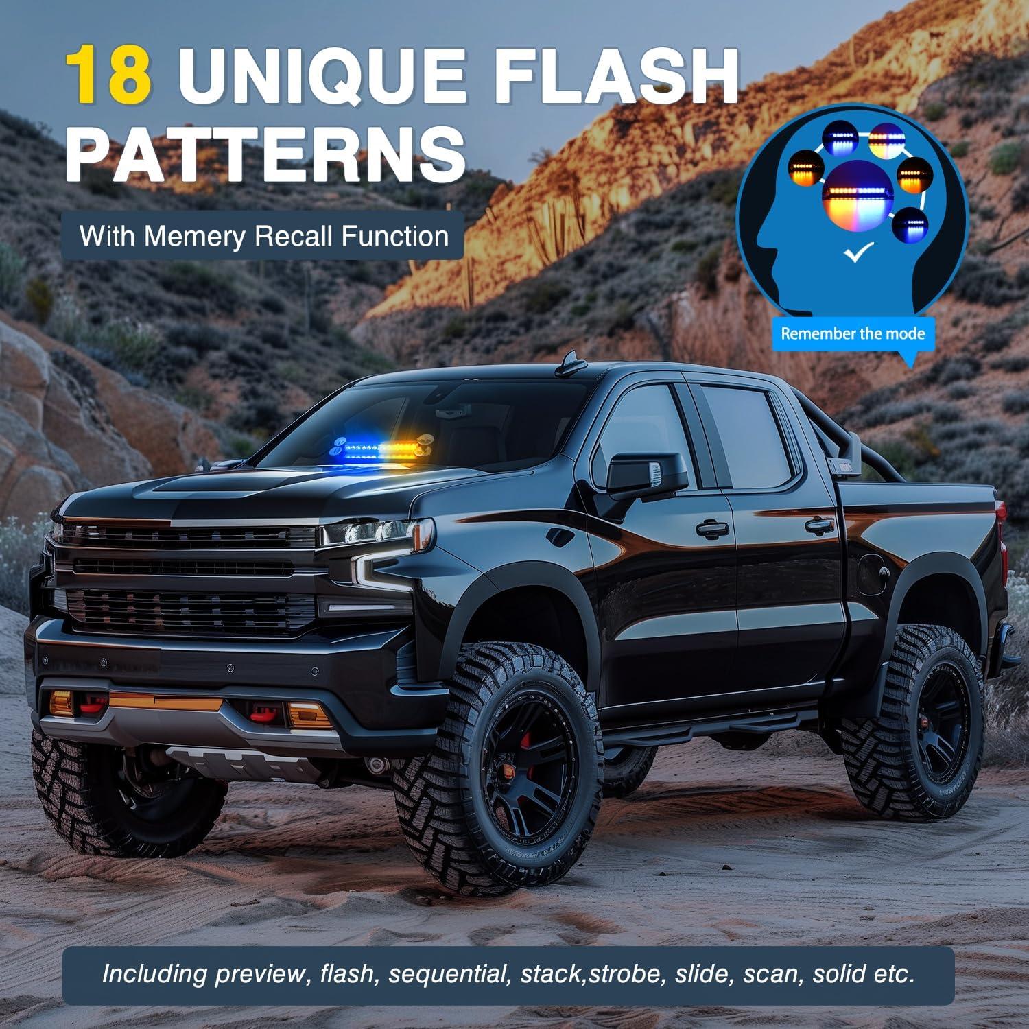 imageNilight 12LED Traffic Advisor Strobe Light Bar Red Blue Emergency Warning Hazard Safety Dash FrontRear Windshield Flashing Lights for Cars Trucks Police Firefighter Plow Construction VehiclesAmber Blue