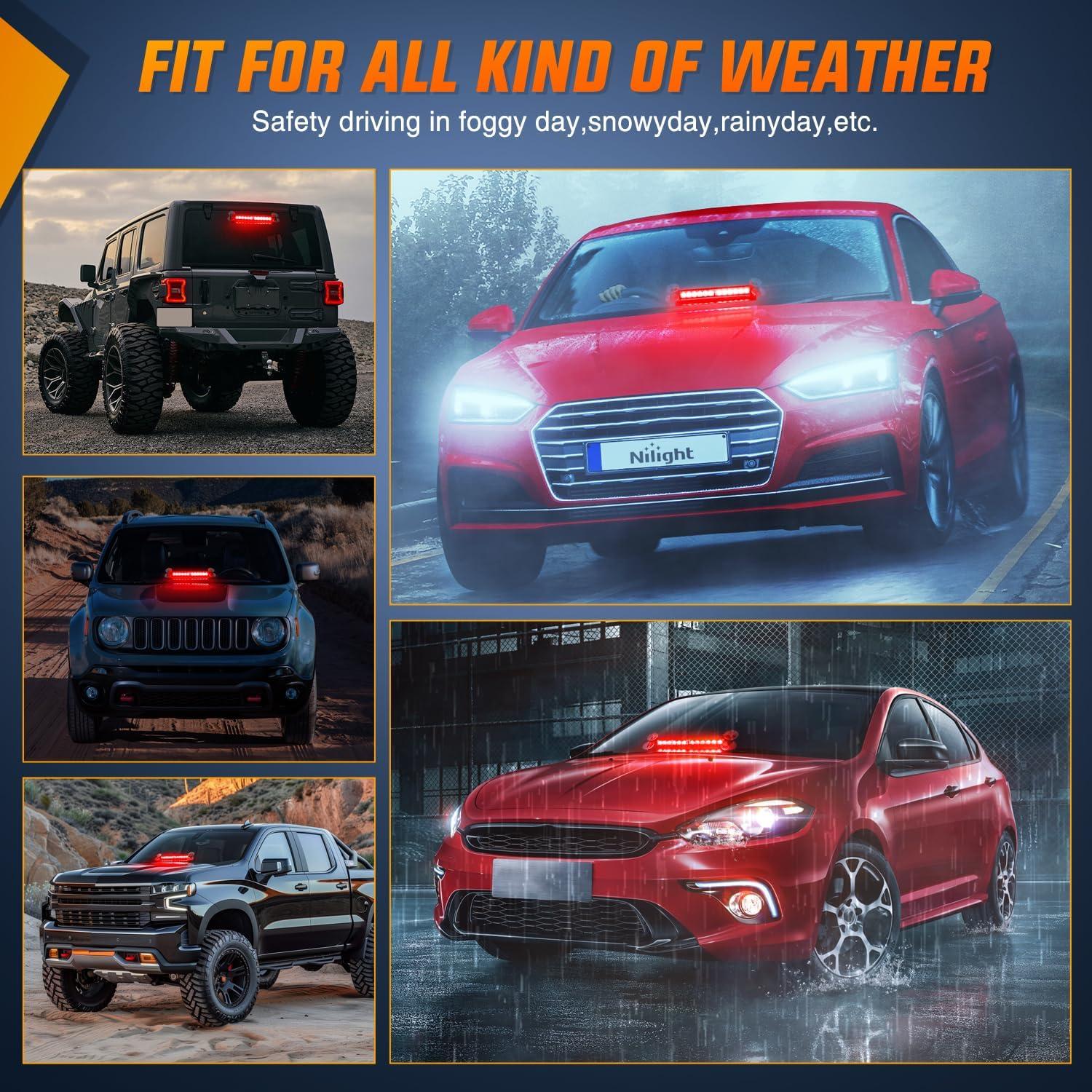 imageNilight 12LED Traffic Advisor Strobe Light Bar Red Blue Emergency Warning Hazard Safety Dash FrontRear Windshield Flashing Lights for Cars Trucks Police Firefighter Plow Construction VehiclesRed