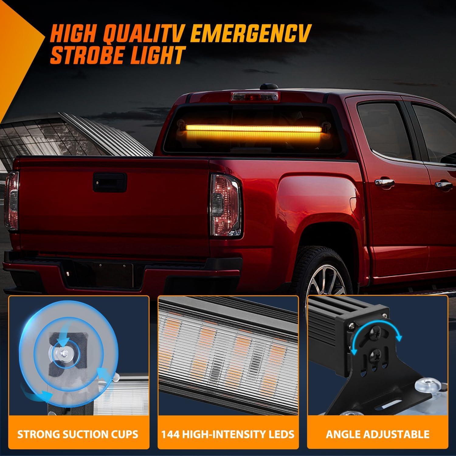 imageNilight 144LED Traffic Advisor Strobe Light Bar with Controller Amber Emergency Warning Hazard InteriorFrontRear Windshield Flashing for Cars Plow Trucks Construction VehiclesAmber