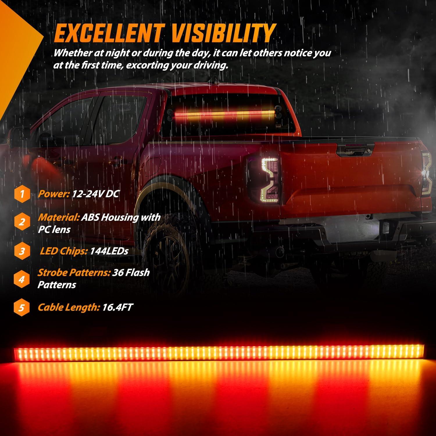 imageNilight 144LED Traffic Advisor Strobe Light Bar with Controller Amber Emergency Warning Hazard InteriorFrontRear Windshield Flashing for Cars Plow Trucks Construction VehiclesAmber Red