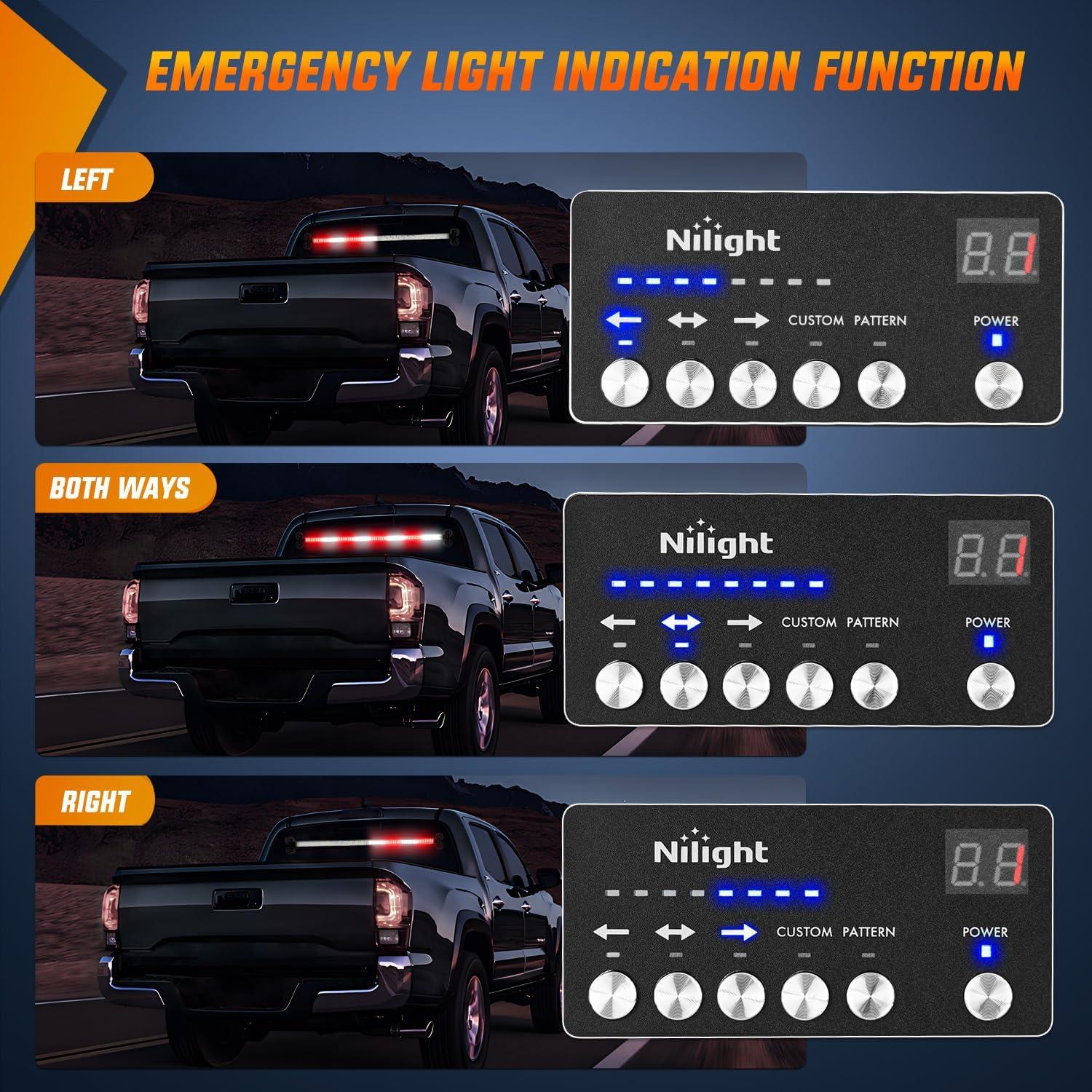 imageNilight 144LED Traffic Advisor Strobe Light Bar with Controller Amber Emergency Warning Hazard InteriorFrontRear Windshield Flashing for Cars Plow Trucks Construction VehiclesRed White