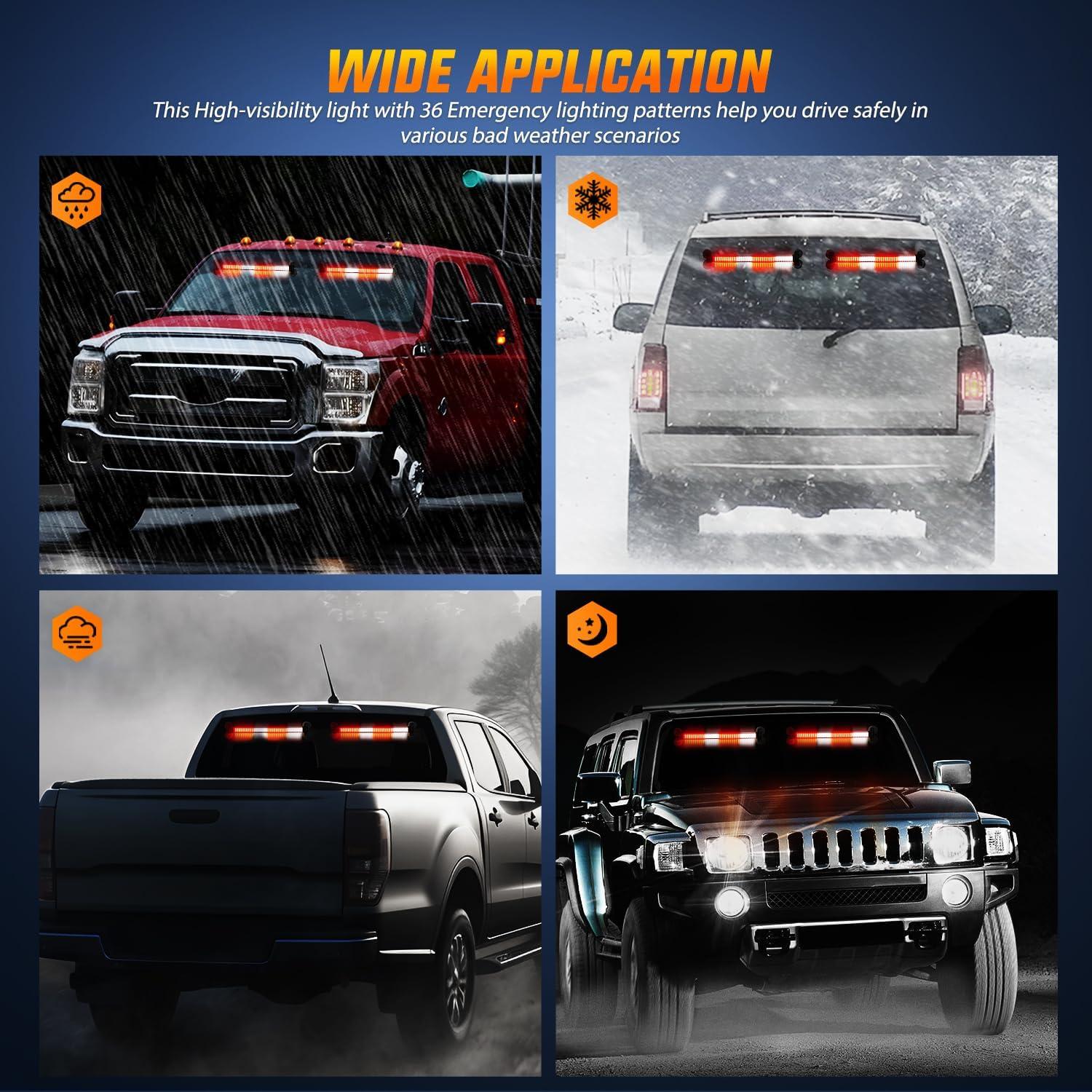 imageNilight 144LED Traffic Advisor Strobe Light Bar with Controller Amber Emergency Warning Hazard InteriorFrontRear Windshield Flashing for Cars Plow Trucks Construction VehiclesRed White