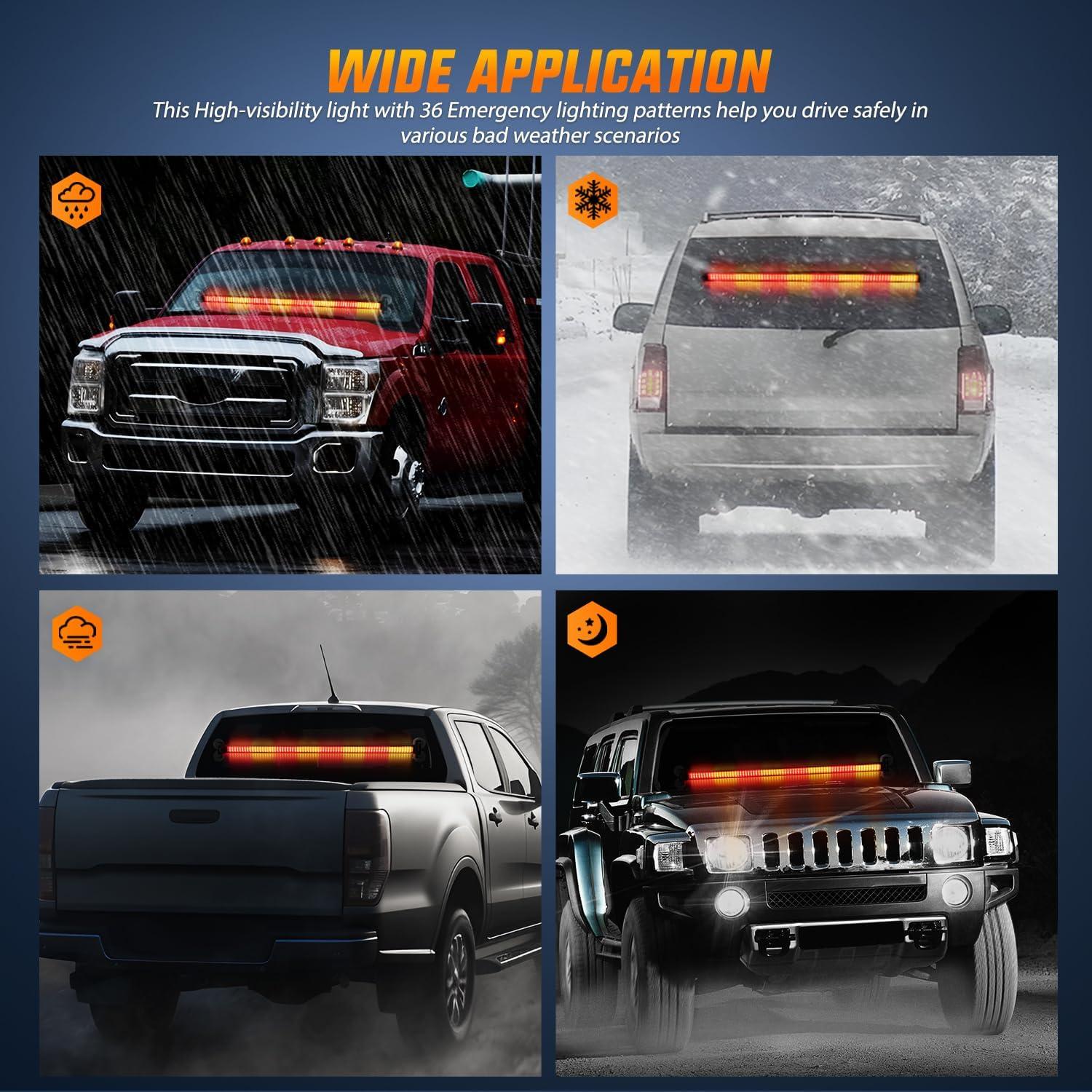 imageNilight 144LED Traffic Advisor Strobe Light Bar with Controller Amber Emergency Warning Hazard InteriorFrontRear Windshield Flashing for Cars Plow Trucks Construction VehiclesAmber Red