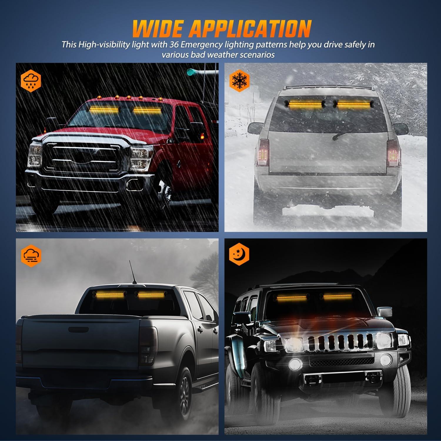 imageNilight 144LED Traffic Advisor Strobe Light Bar with Controller Amber Emergency Warning Hazard InteriorFrontRear Windshield Flashing for Cars Plow Trucks Construction VehiclesAmber