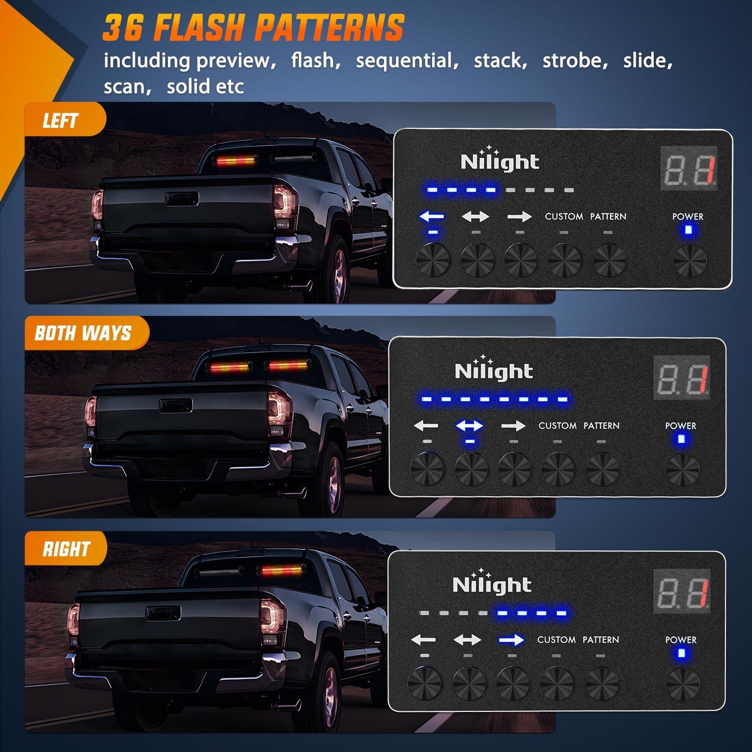 imageNilight 144LED Traffic Advisor Strobe Light Bar with Controller Amber Emergency Warning Hazard InteriorFrontRear Windshield Flashing for Cars Plow Trucks Construction VehiclesAmber Red