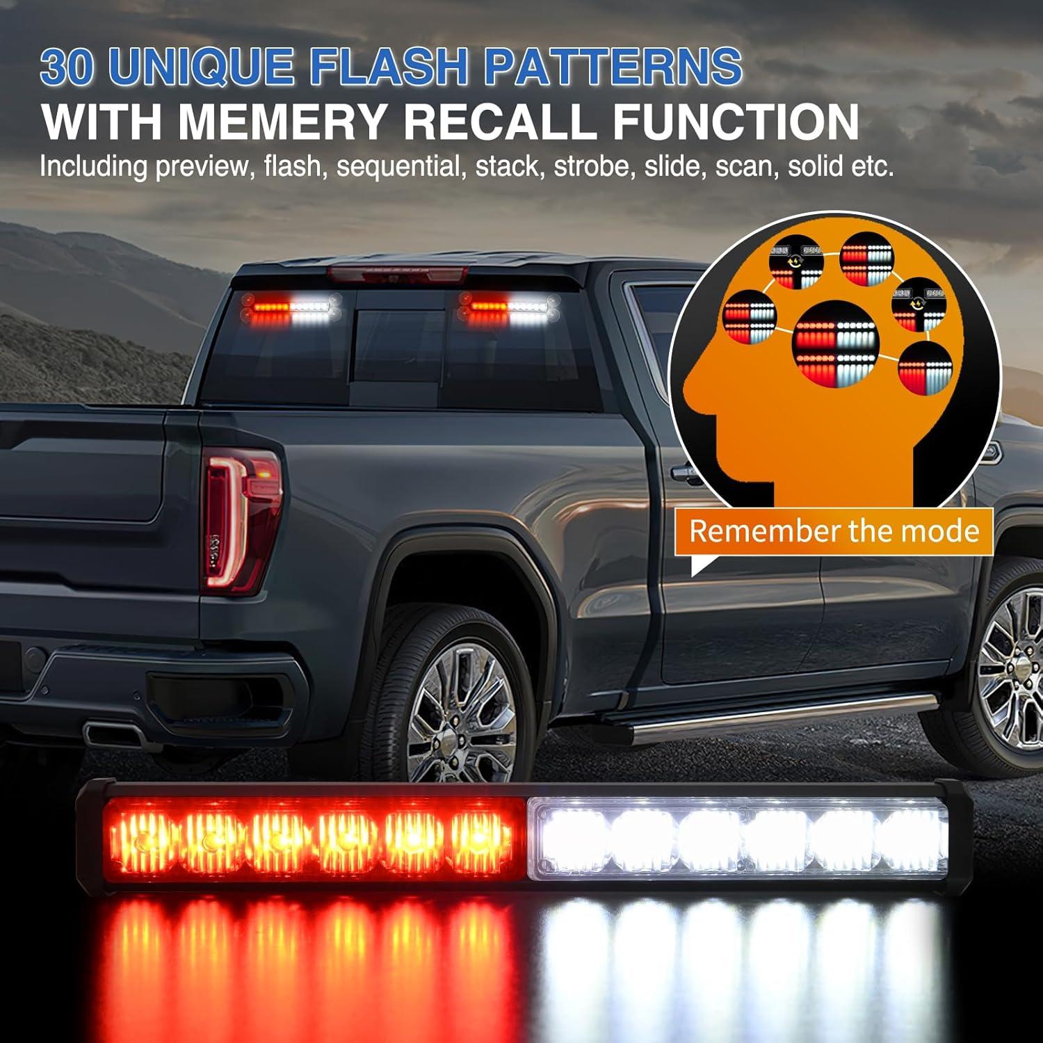 imageNilight 24LED Emergency Strobe Traffic Advisor Light Bar 2 in 1 Amber White Dash Warning Safety Flashing Lights FrontRear Windshield Construction Lights for Trucks Cars Plow Police VehiclesRed White 24LED