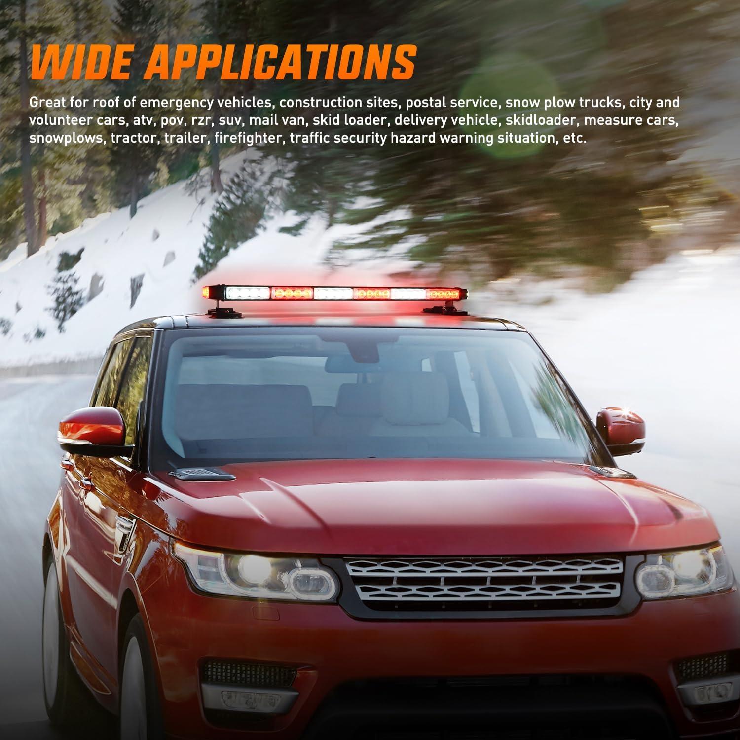 imageNilight 295quot Roof Top Strobe Lights 56LED Hazard Light Emergency Safety Warning LED Flashing Light Bar Magnetic Mount 12V 24V Cars Trucks Tractors Snow Plows Construction VehiclesRed Mix White