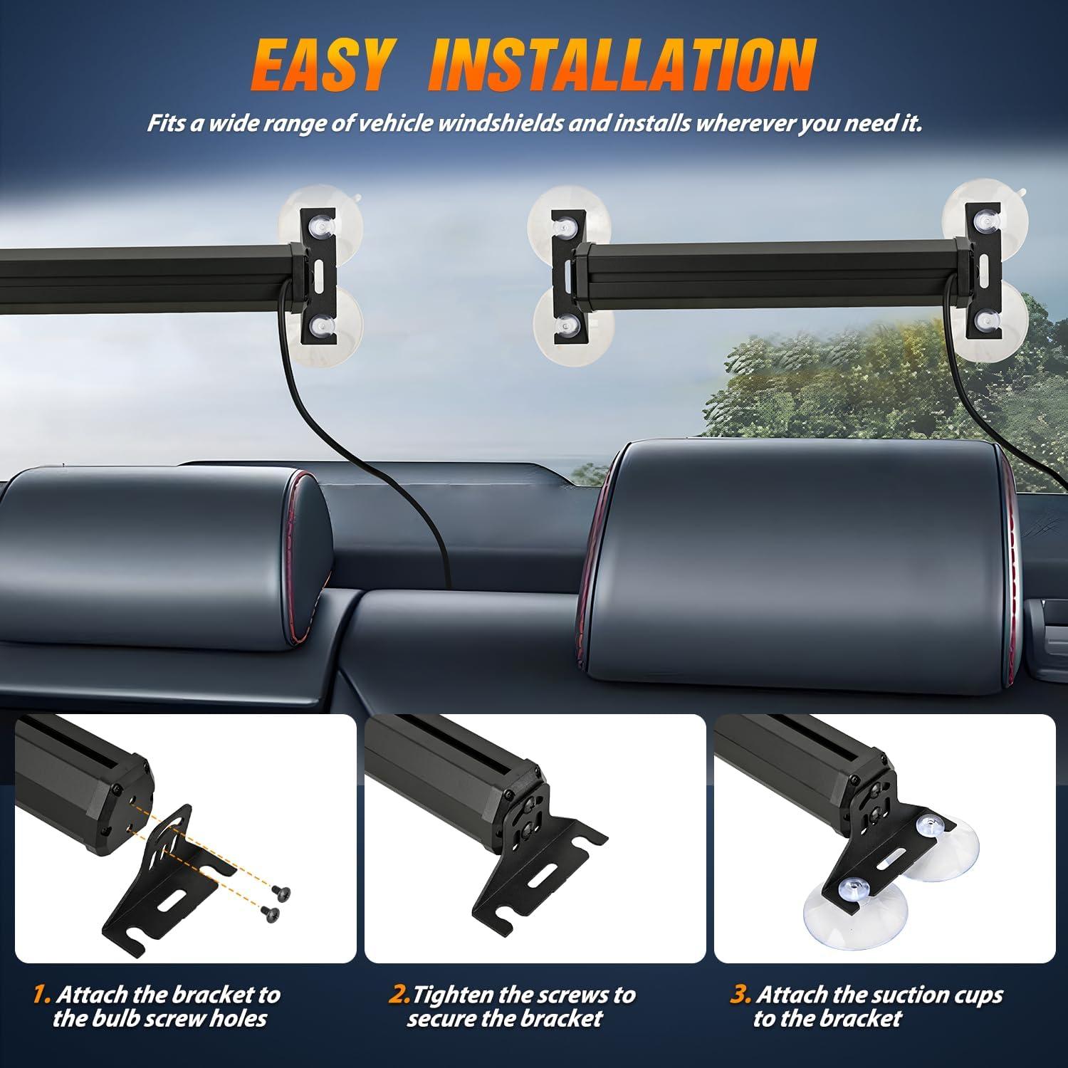 imageNilight 40LED Amber Green Emergency Strobe Traffic Advisor Light Bar with Suction Cups Dash Safety Warning Hazard Flashing Lights Interior FrontRear Windshield for Trucks Construction VehiclesAmber Red