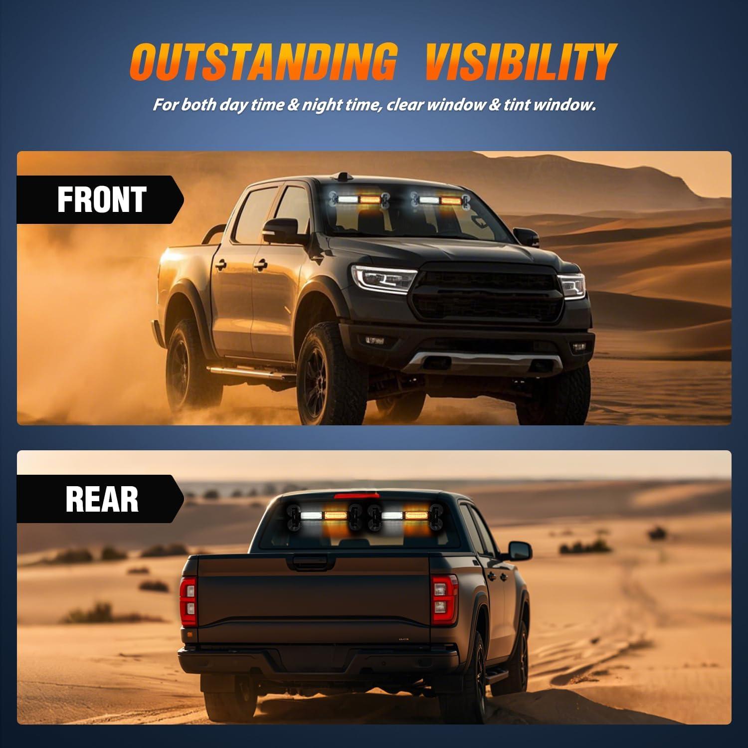 imageNilight 40LED Amber Green Emergency Strobe Traffic Advisor Light Bar with Suction Cups Dash Safety Warning Hazard Flashing Lights Interior FrontRear Windshield for Trucks Construction VehiclesAmber White