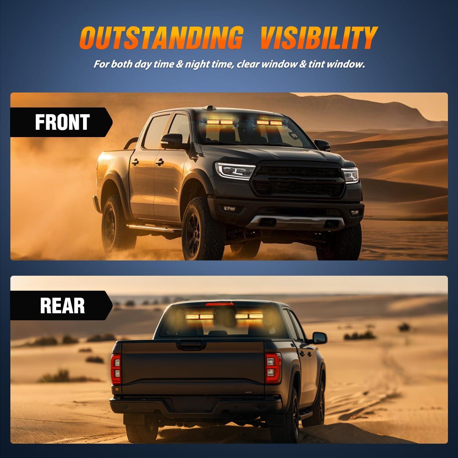 imageNilight 40LED Amber Green Emergency Strobe Traffic Advisor Light Bar with Suction Cups Dash Safety Warning Hazard Flashing Lights Interior FrontRear Windshield for Trucks Construction VehiclesAmber