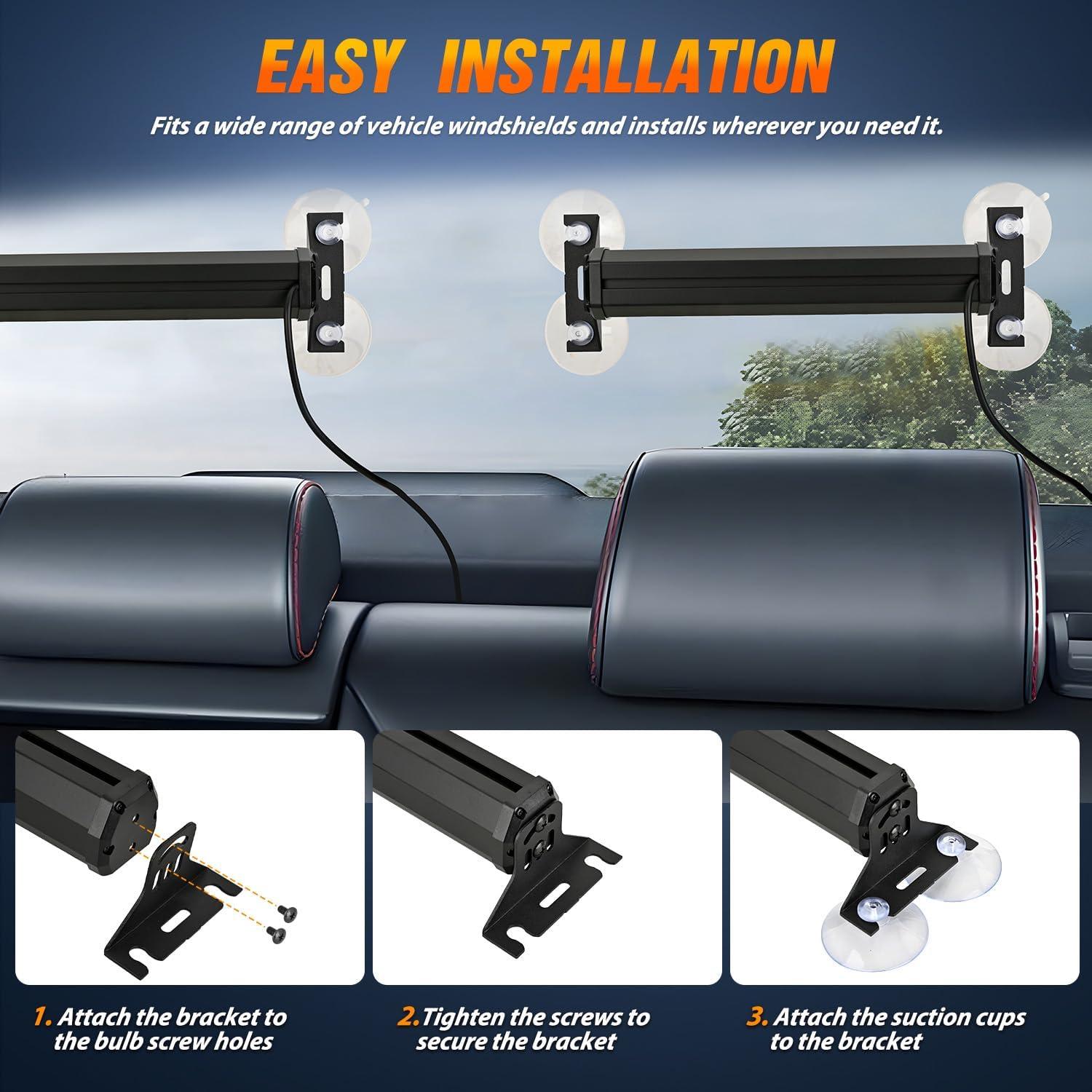 imageNilight 40LED Amber Green Emergency Strobe Traffic Advisor Light Bar with Suction Cups Dash Safety Warning Hazard Flashing Lights Interior FrontRear Windshield for Trucks Construction VehiclesBlue