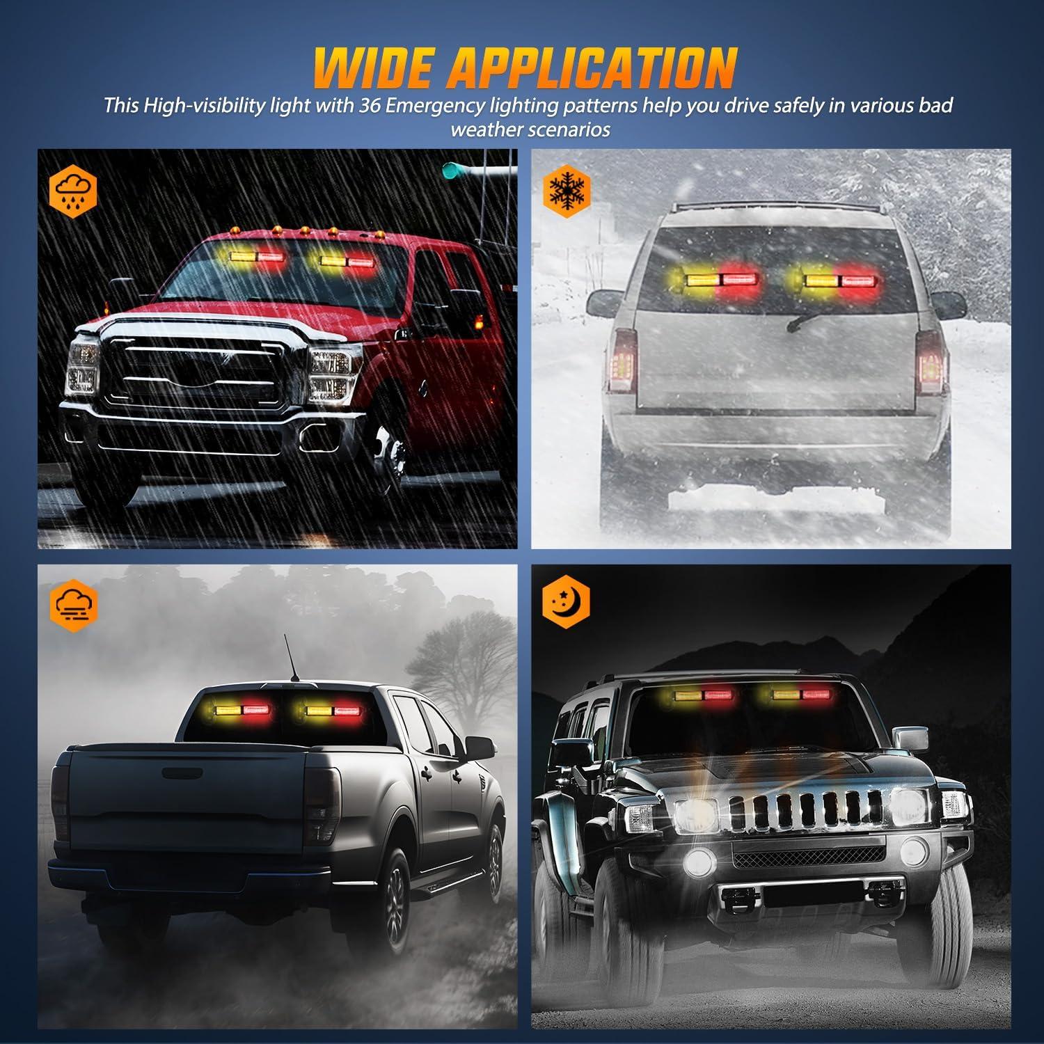 imageNilight 40LED Amber Green Emergency Strobe Traffic Advisor Light Bar with Suction Cups Dash Safety Warning Hazard Flashing Lights Interior FrontRear Windshield for Trucks Construction VehiclesAmber Red