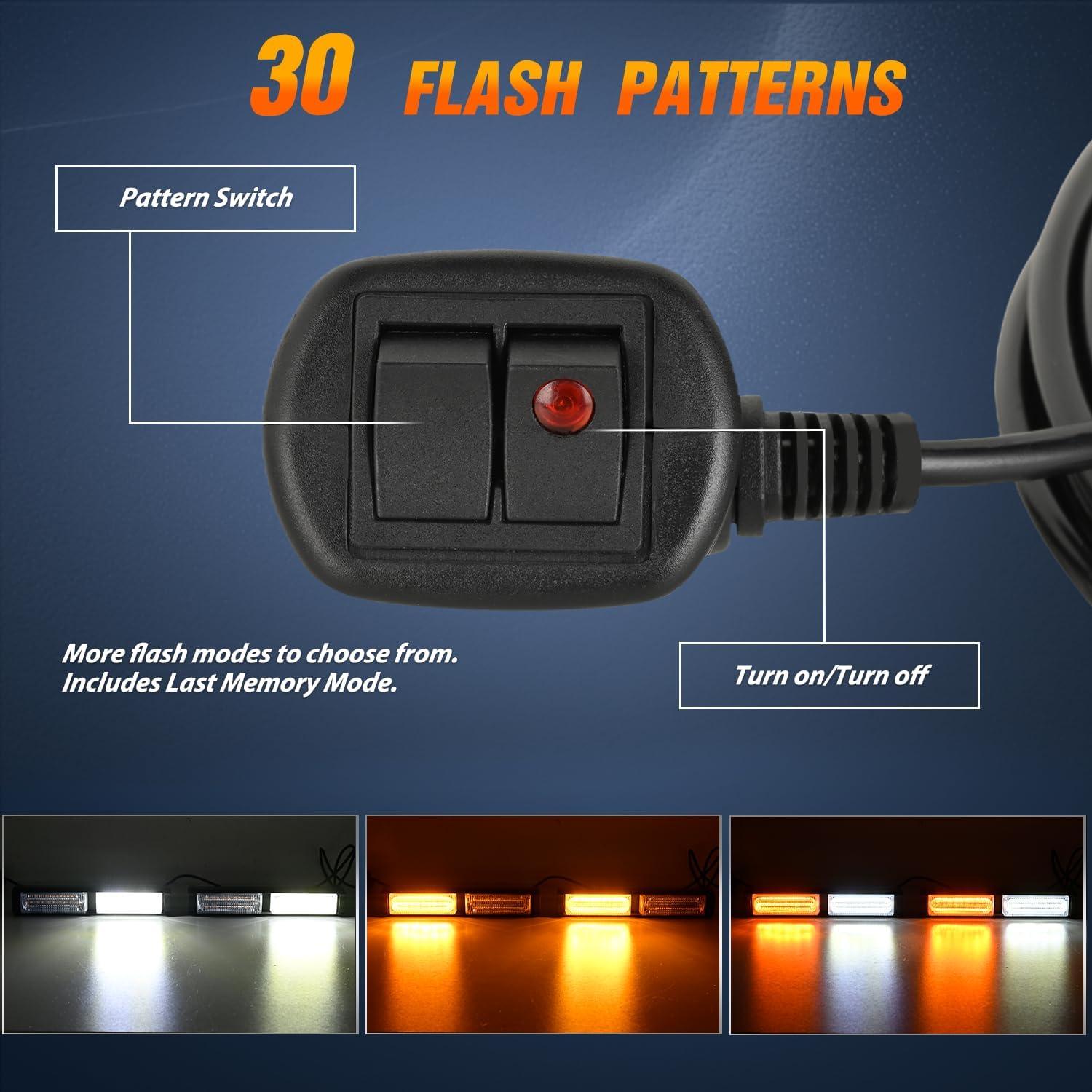 imageNilight 40LED Amber Green Emergency Strobe Traffic Advisor Light Bar with Suction Cups Dash Safety Warning Hazard Flashing Lights Interior FrontRear Windshield for Trucks Construction VehiclesAmber White