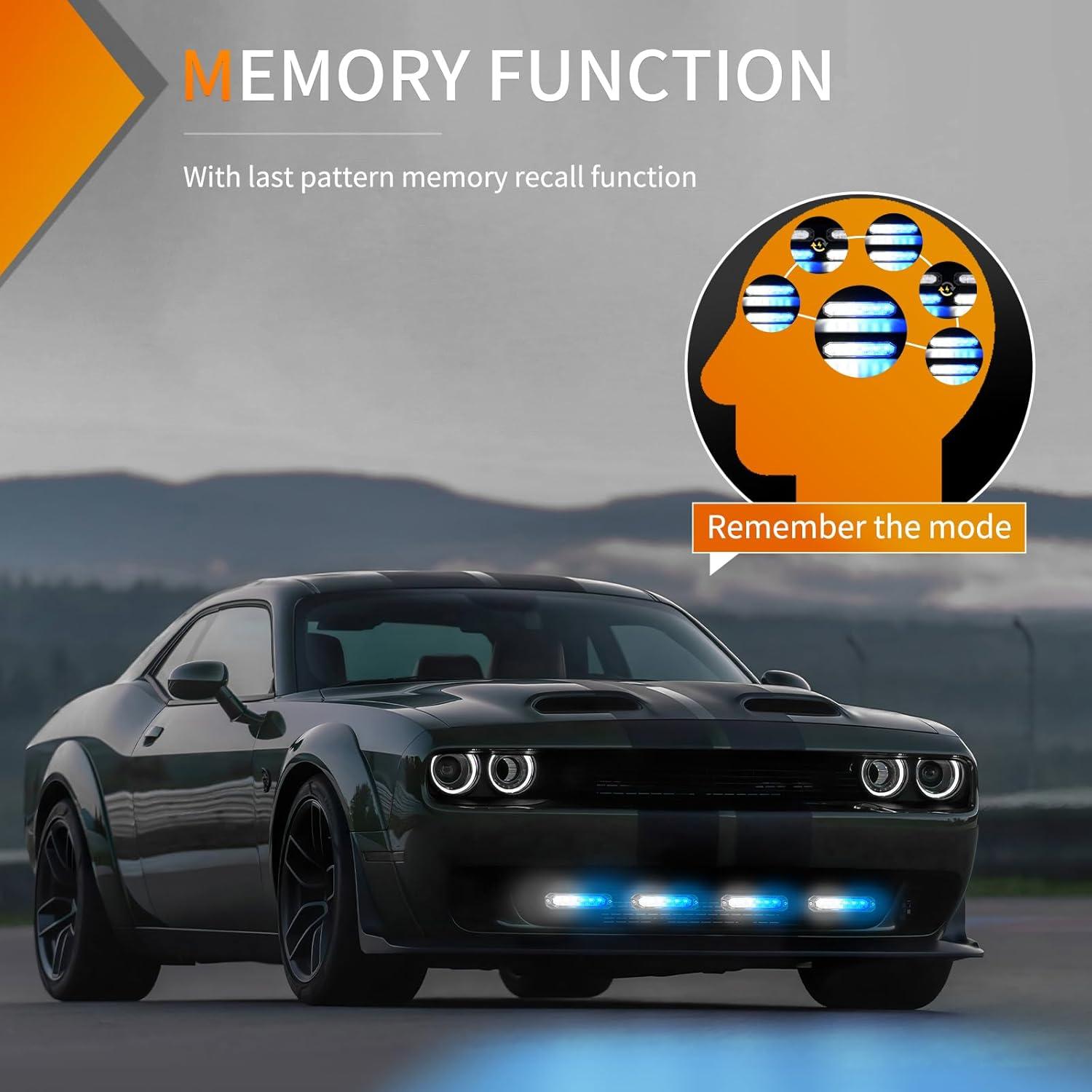 imageNilight 6LED Emergency Strobe Lights 4PCS Ultra slim Surface Mount Hazard Caution Light bar 1224V Sync Feature Warning Flashing kit for Truck Car Vehicle ATV SUV UTV Yellow and BlueBule White