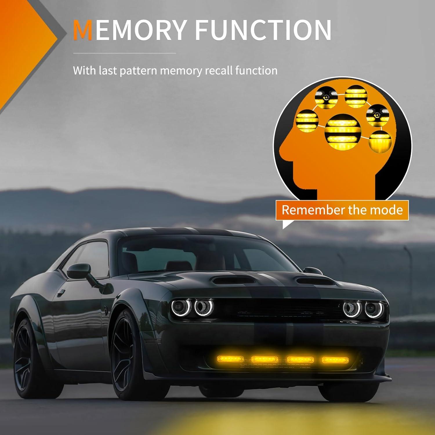 imageNilight 6LED Emergency Strobe Lights 4PCS Ultra slim Surface Mount Hazard Caution Light bar 1224V Sync Feature Warning Flashing kit for Truck Car Vehicle ATV SUV UTV Yellow and BlueAmber