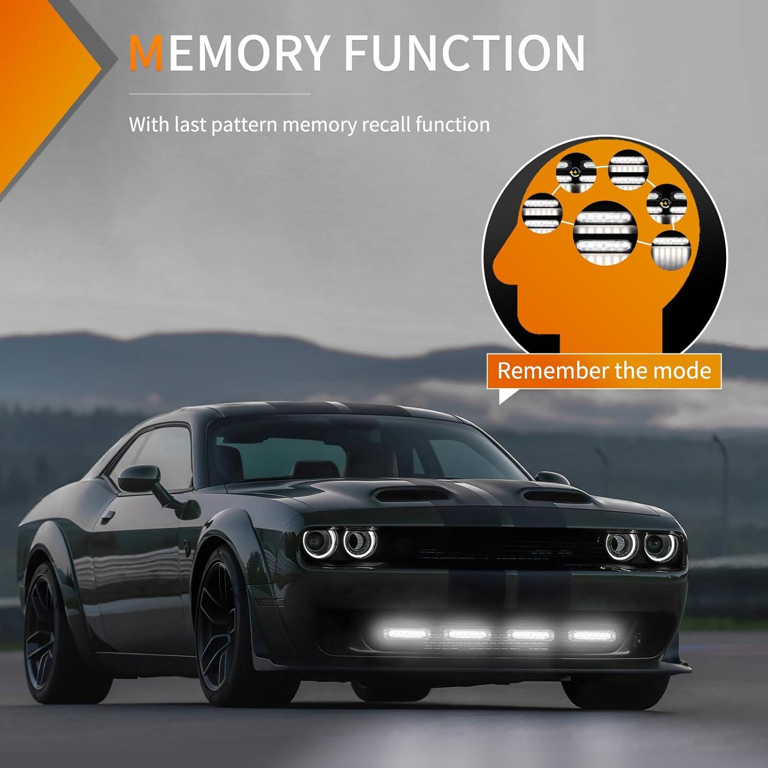 imageNilight 6LED Emergency Strobe Lights 4PCS Ultra slim Surface Mount Hazard Caution Light bar 1224V Sync Feature Warning Flashing kit for Truck Car Vehicle ATV SUV UTV Yellow and BlueWhite