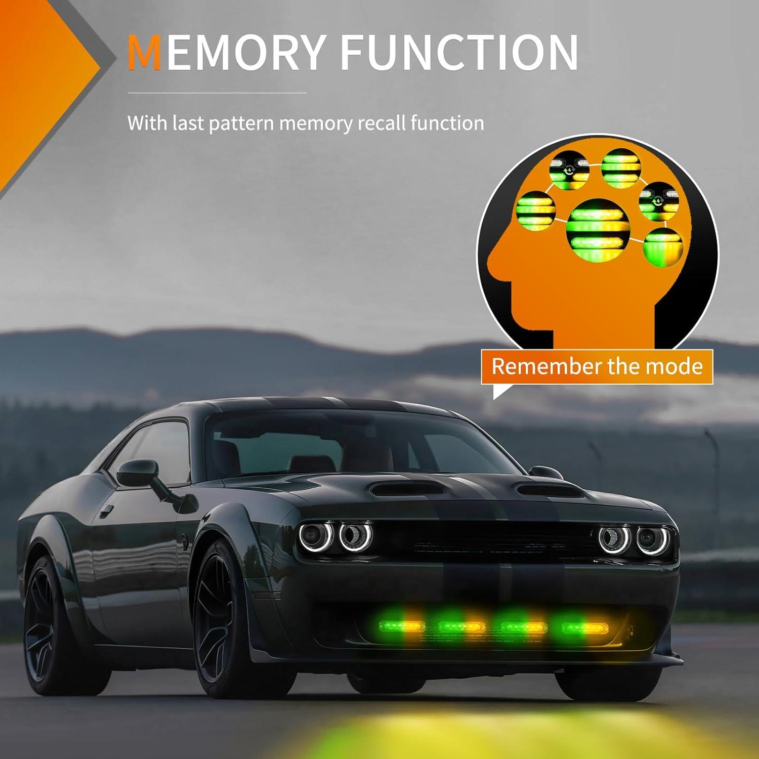 imageNilight 6LED Emergency Strobe Lights 4PCS Ultra slim Surface Mount Hazard Caution Light bar 1224V Sync Feature Warning Flashing kit for Truck Car Vehicle ATV SUV UTV Yellow and BlueAmber Green