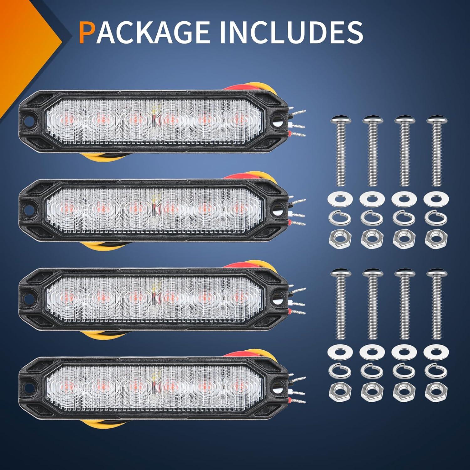 imageNilight 6LED Emergency Strobe Lights 4PCS Ultra slim Surface Mount Hazard Caution Light bar 1224V Sync Feature Warning Flashing kit for Truck Car Vehicle ATV SUV UTV Yellow and Blueclear