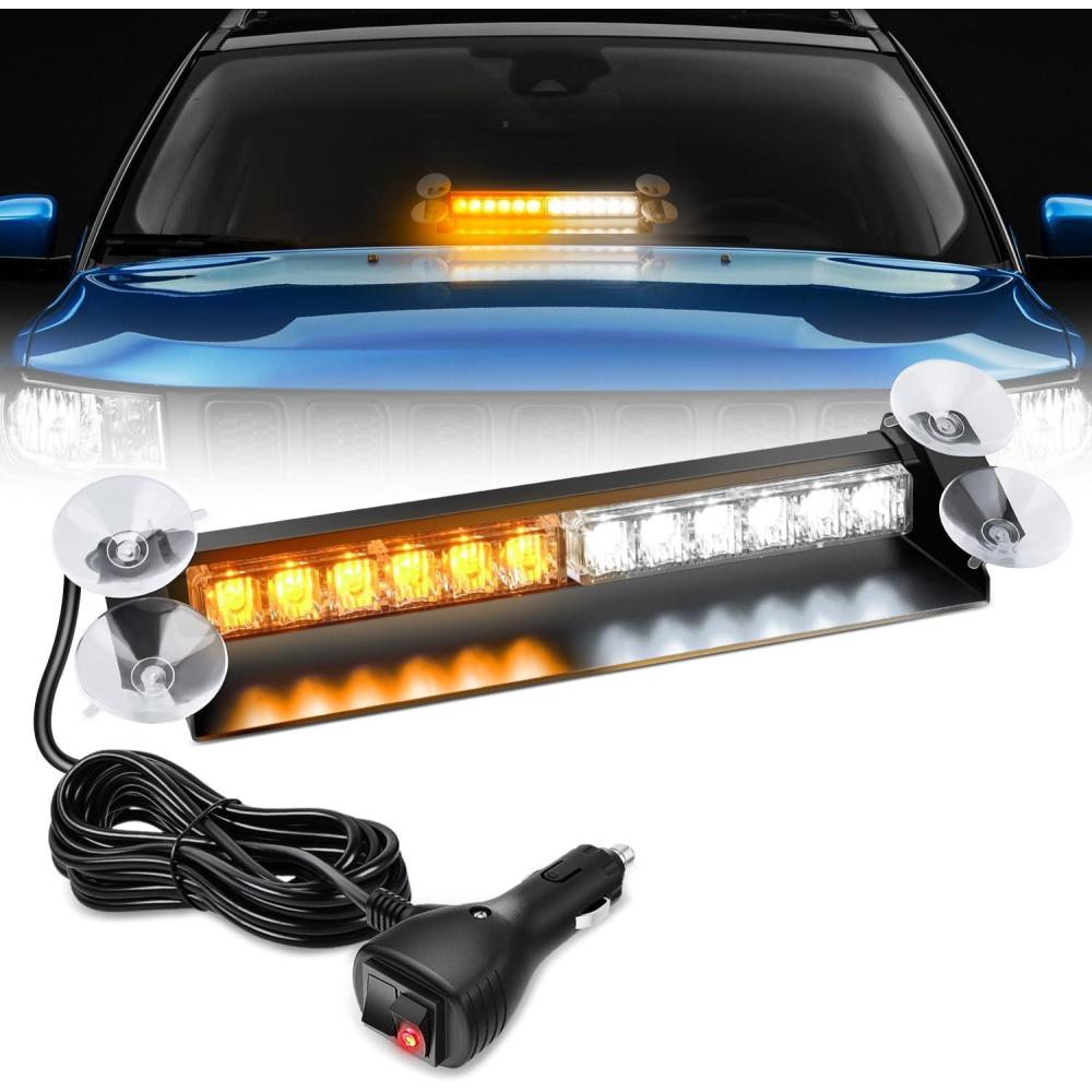 imageNilight 12LED Traffic Advisor Strobe Light Bar Red Blue Emergency Warning Hazard Safety Dash FrontRear Windshield Flashing Lights for Cars Trucks Police Firefighter Plow Construction VehiclesAmber White