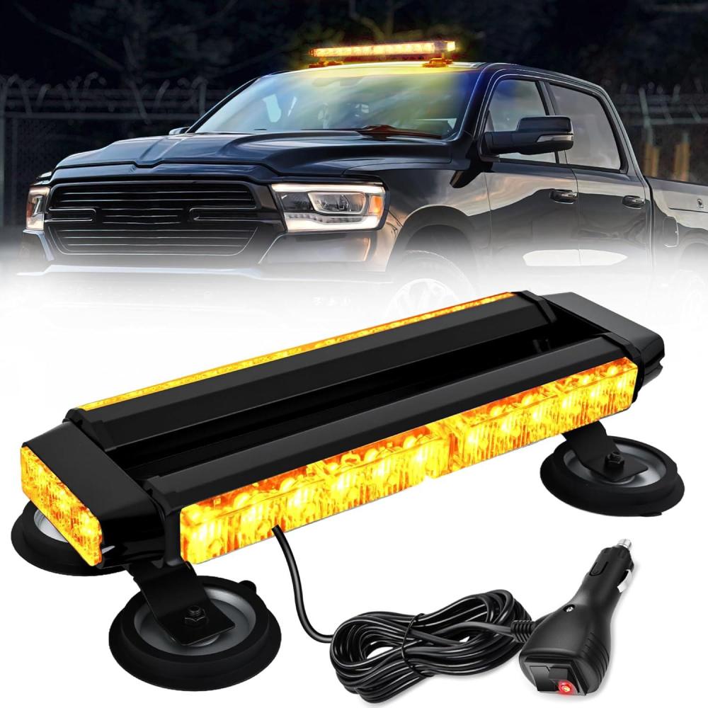 imageNilight 145quot Amber COB LED Strobe Rooftop Flashing Light Bar High Visibility Emergency Hazard Warning Beacon Lights wMagnetic Base for Safety Vehicles Trucks Pickup Cars Snowplow2 Years WarrantyAmber