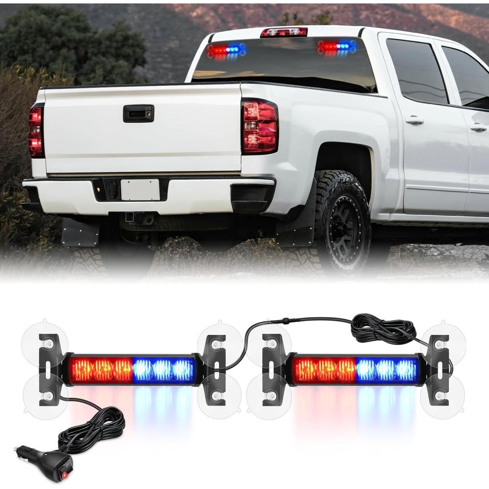 imageNilight 24LED Emergency Strobe Traffic Advisor Light Bar 2 in 1 Amber White Dash Warning Safety Flashing Lights FrontRear Windshield Construction Lights for Trucks Cars Plow Police VehiclesRed Blue 12LED
