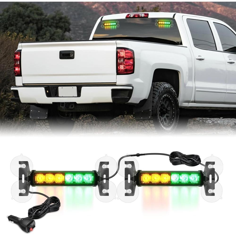 imageNilight 24LED Emergency Strobe Traffic Advisor Light Bar 2 in 1 Amber White Dash Warning Safety Flashing Lights FrontRear Windshield Construction Lights for Trucks Cars Plow Police VehiclesAmber Green 12LED