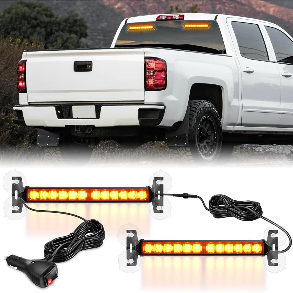imageNilight 24LED Emergency Strobe Traffic Advisor Light Bar 2 in 1 Amber White Dash Warning Safety Flashing Lights FrontRear Windshield Construction Lights for Trucks Cars Plow Police VehiclesAmber 24LED