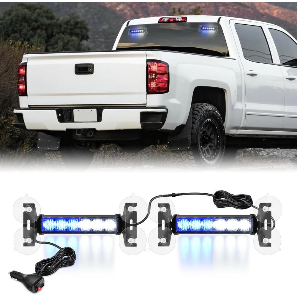 imageNilight 24LED Emergency Strobe Traffic Advisor Light Bar 2 in 1 Amber White Dash Warning Safety Flashing Lights FrontRear Windshield Construction Lights for Trucks Cars Plow Police VehiclesBlue White 12LED