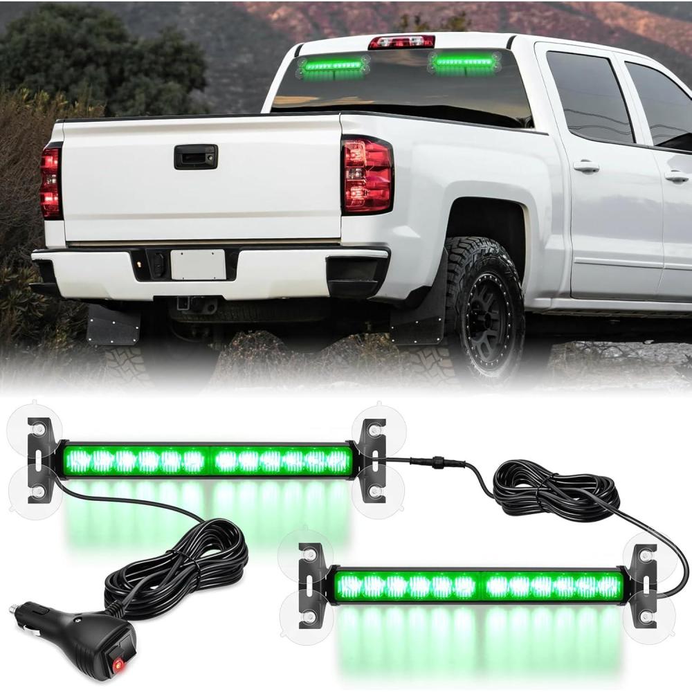 imageNilight 24LED Emergency Strobe Traffic Advisor Light Bar 2 in 1 Amber White Dash Warning Safety Flashing Lights FrontRear Windshield Construction Lights for Trucks Cars Plow Police VehiclesGreen 24LED